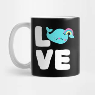 Love Rainbow Whale Mug